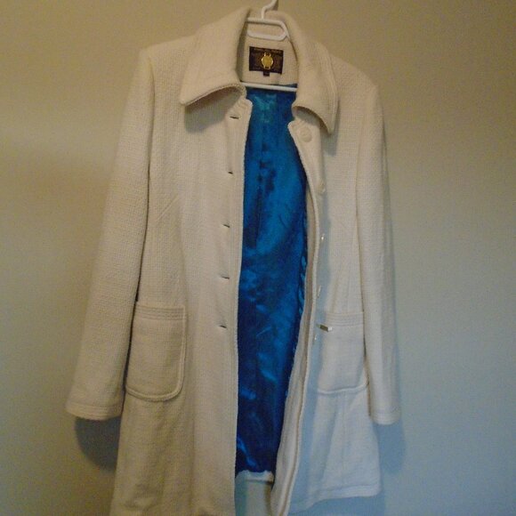PROJEK RAW 50% WOOL LADIES COAT WITH BLUE LINER SIZE XL - BEAUTIFUL - Picture 1 of 5